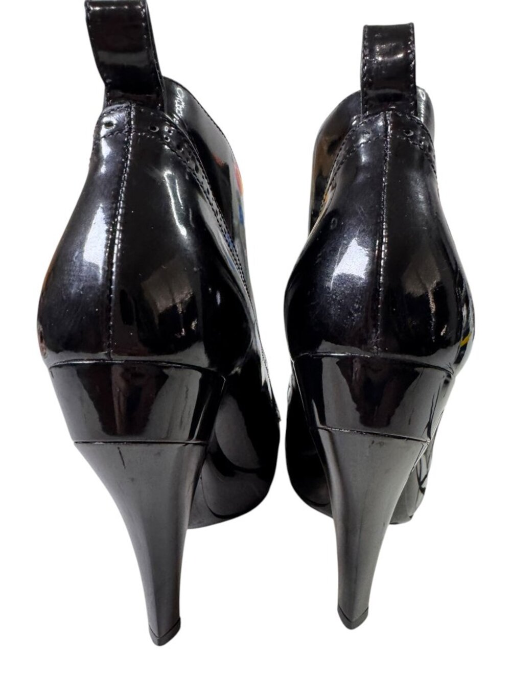 Burberry Black Patent Leather Lace Up Brogue Ankle Booties Oxford EU 37.5/US7 - Picture 5 of 13